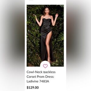 Ladivine Brown Cowl-Neck Backless Prom Dress